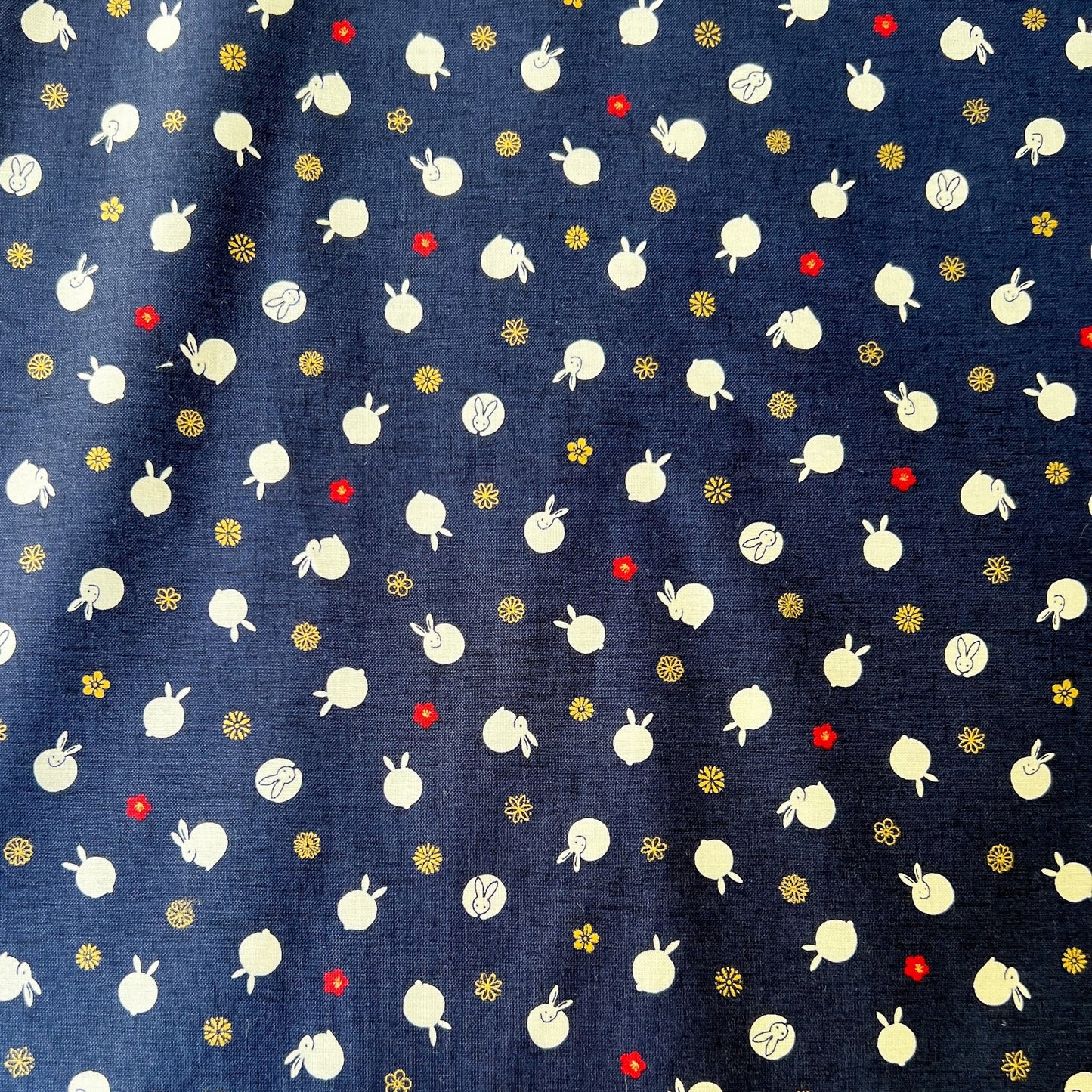 Little Bunnies on Navy | Metallic