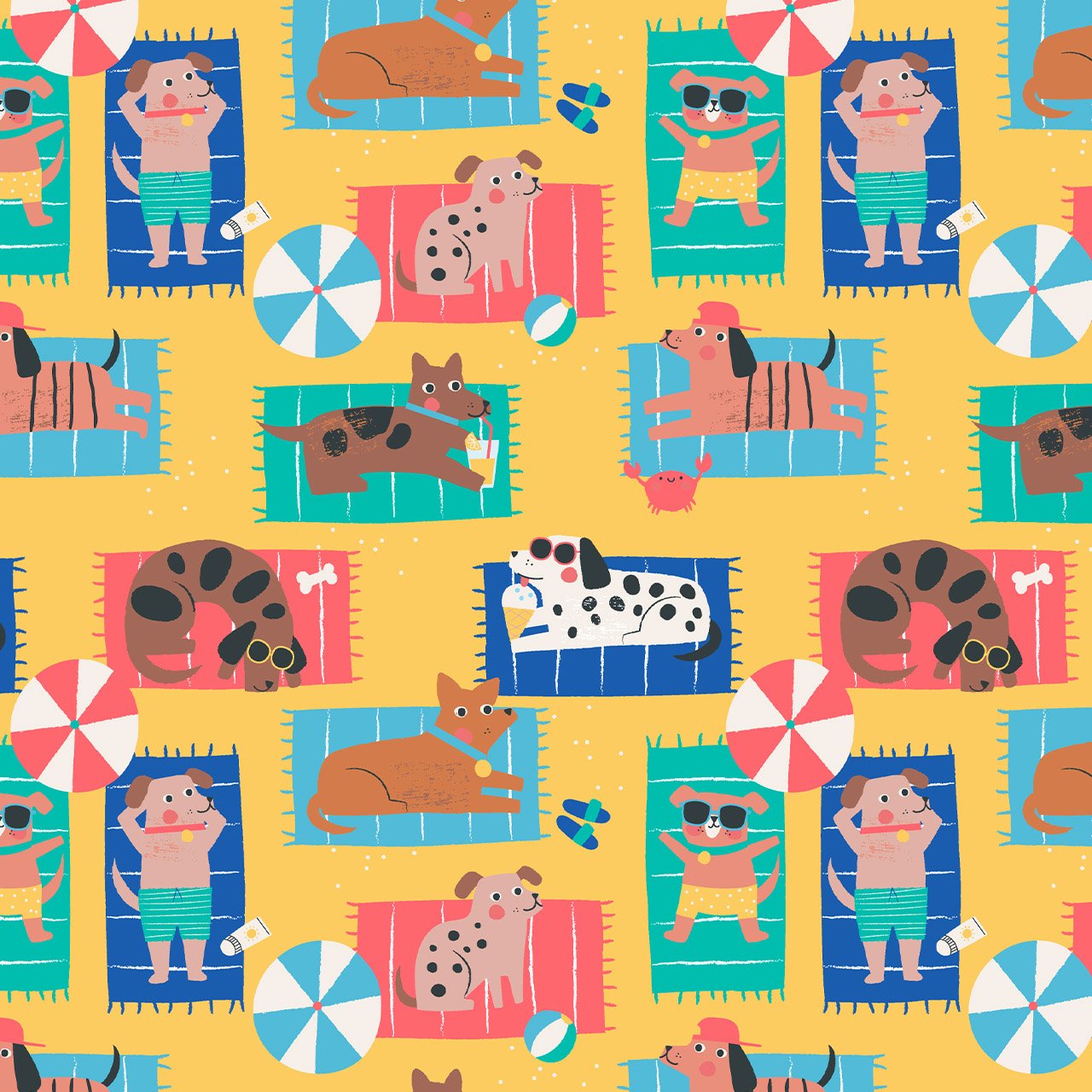 Beach Pups on Yellow | Remnant 18"