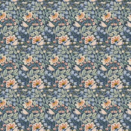 Finches on Blue