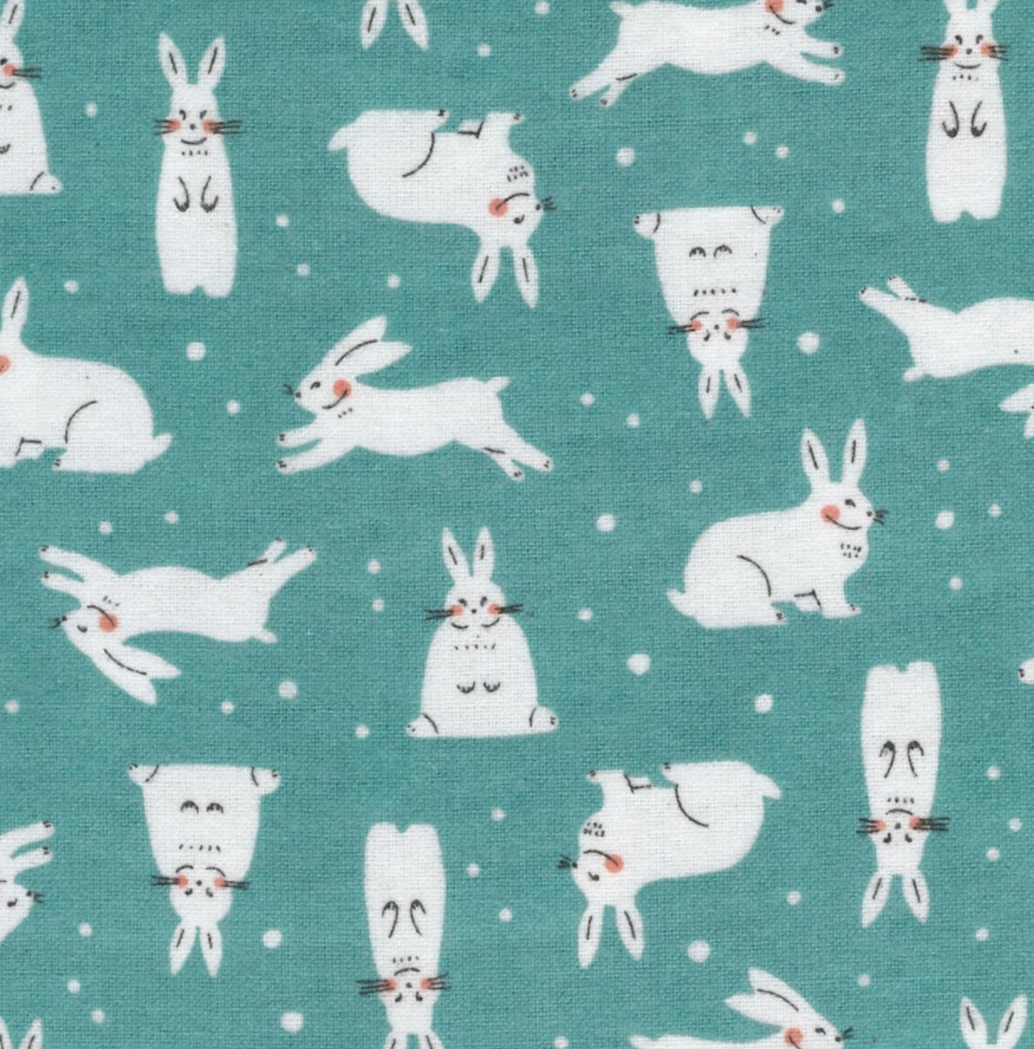 Snowhares in Turquoise | Organic Flannel