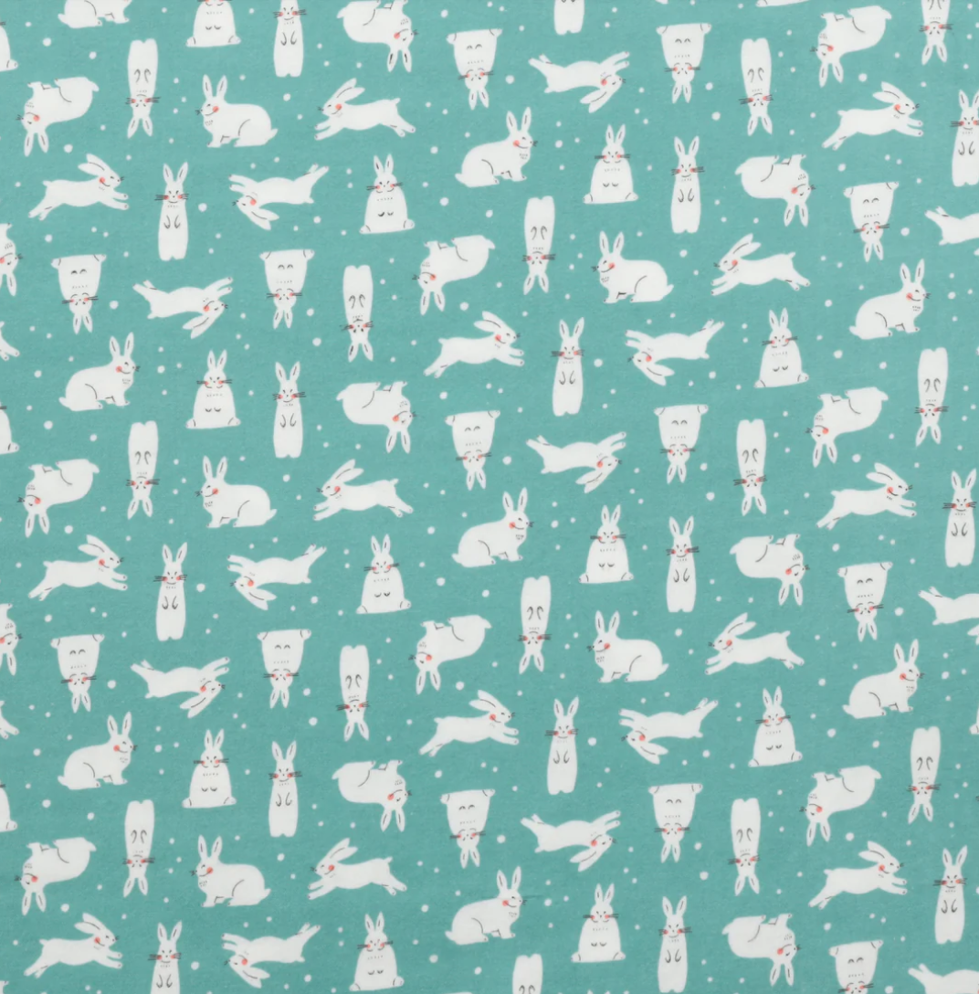 Snowhares in Turquoise | Organic Flannel