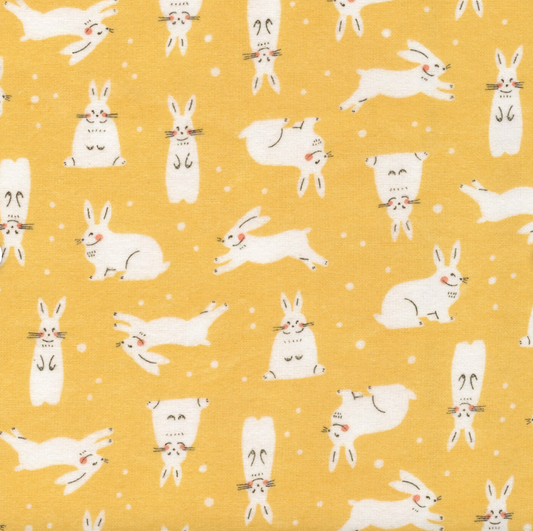 Snowhares on Yellow | Organic Flannel