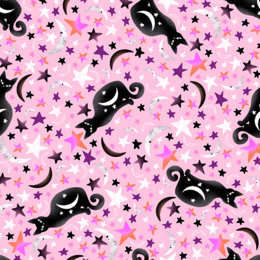 Pink Cats with Stars & Moons