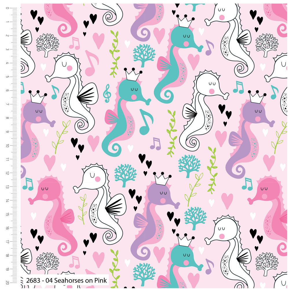 Sweet Little Seahorses on Pink - Weave & Woven