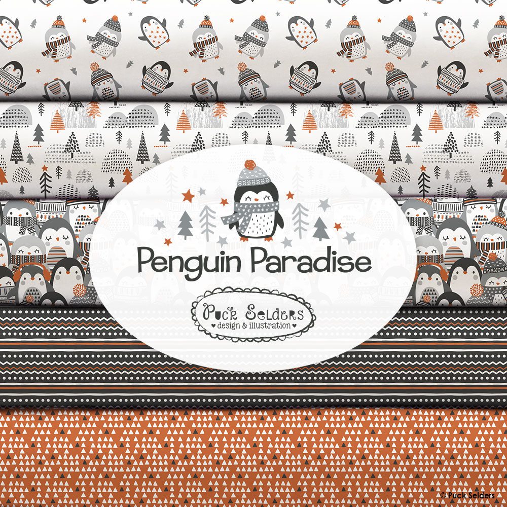 Penguin Triangles on Black - Weave & Woven