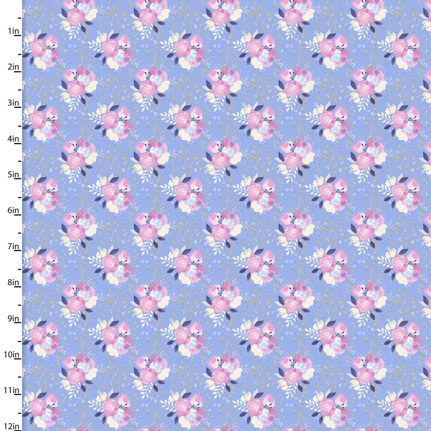 Unicorn Florals on Blue | Gold Sparkle - Weave & Woven