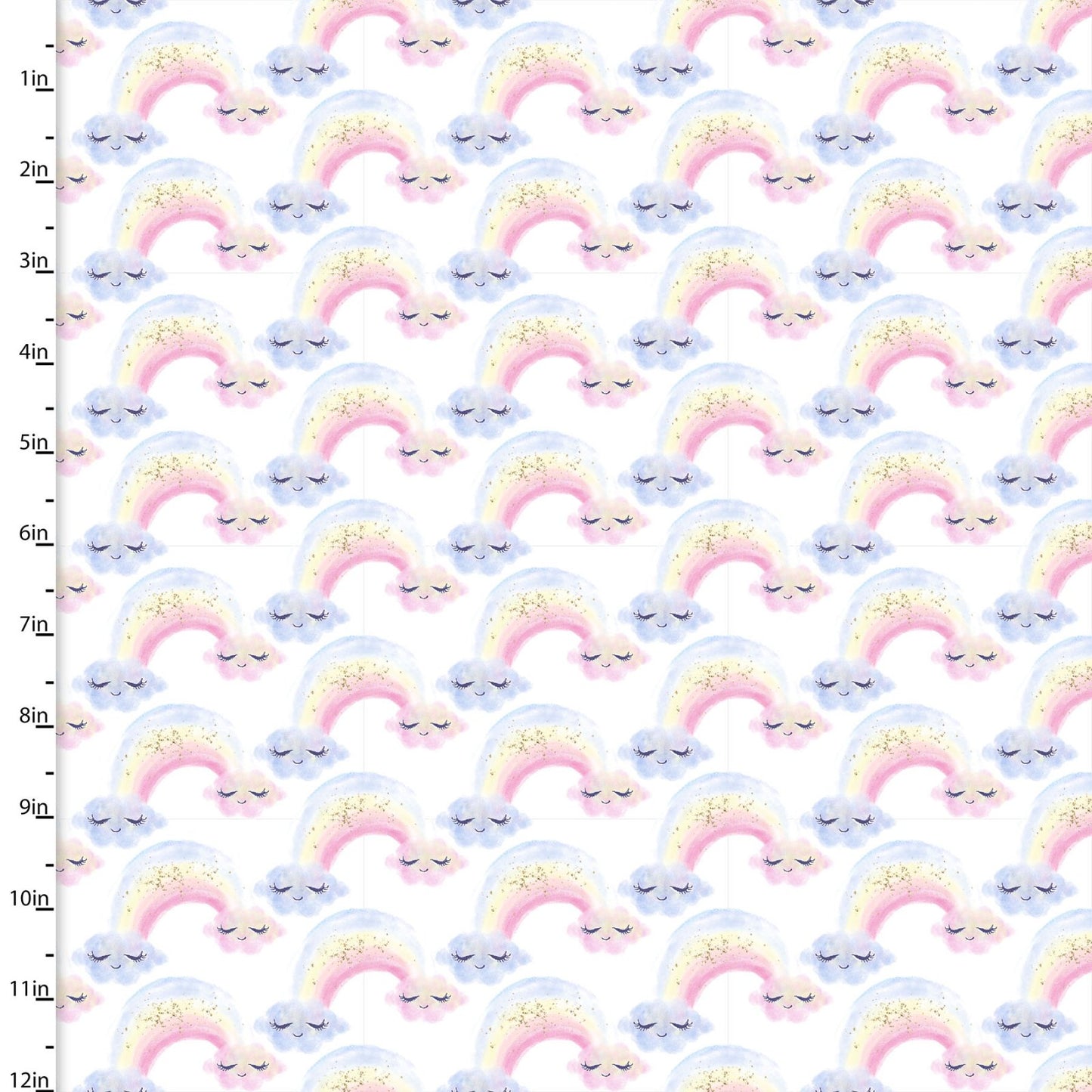Unicorn Rainbows on White | Gold Sparkle - Weave & Woven