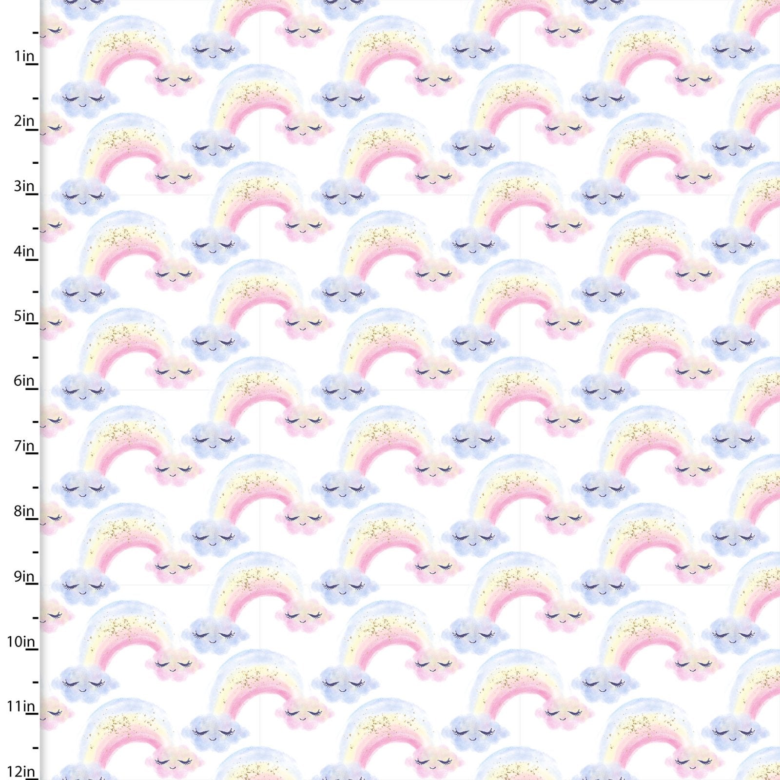 Unicorn Rainbows on White | Gold Sparkle - Weave & Woven