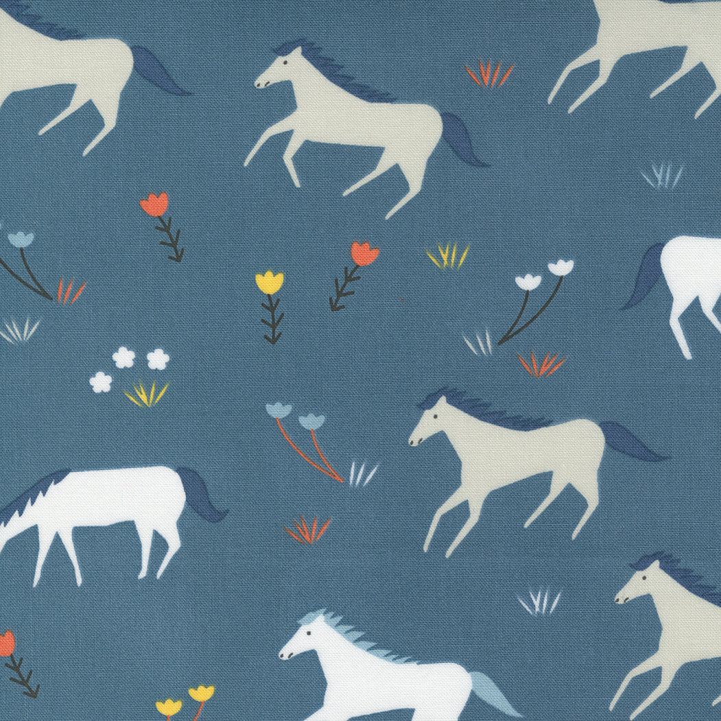 Meander Horses in Indigo - Weave & Woven