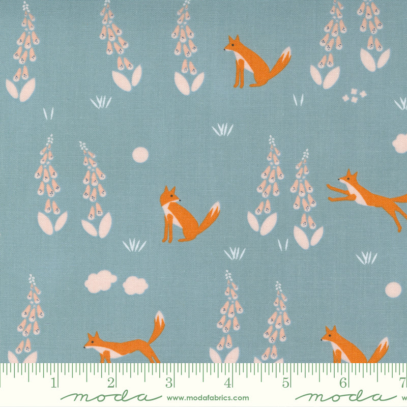 Meander Foxes in Denim - Weave & Woven