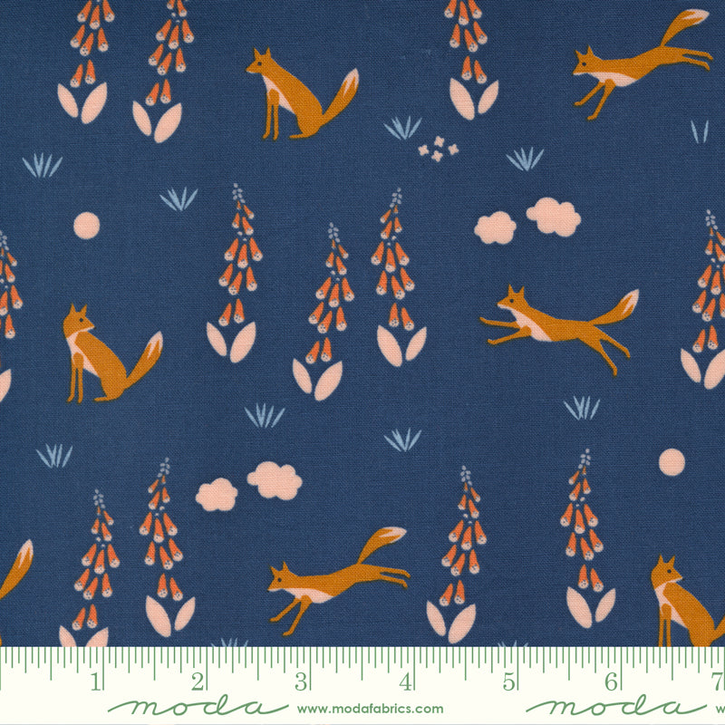 Meander Foxes in Navy - Weave & Woven