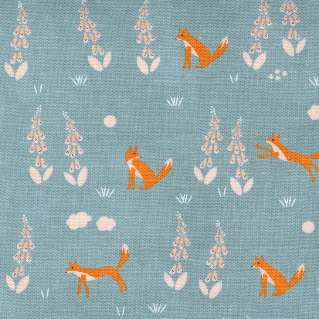 Meander Foxes in Denim - Weave & Woven