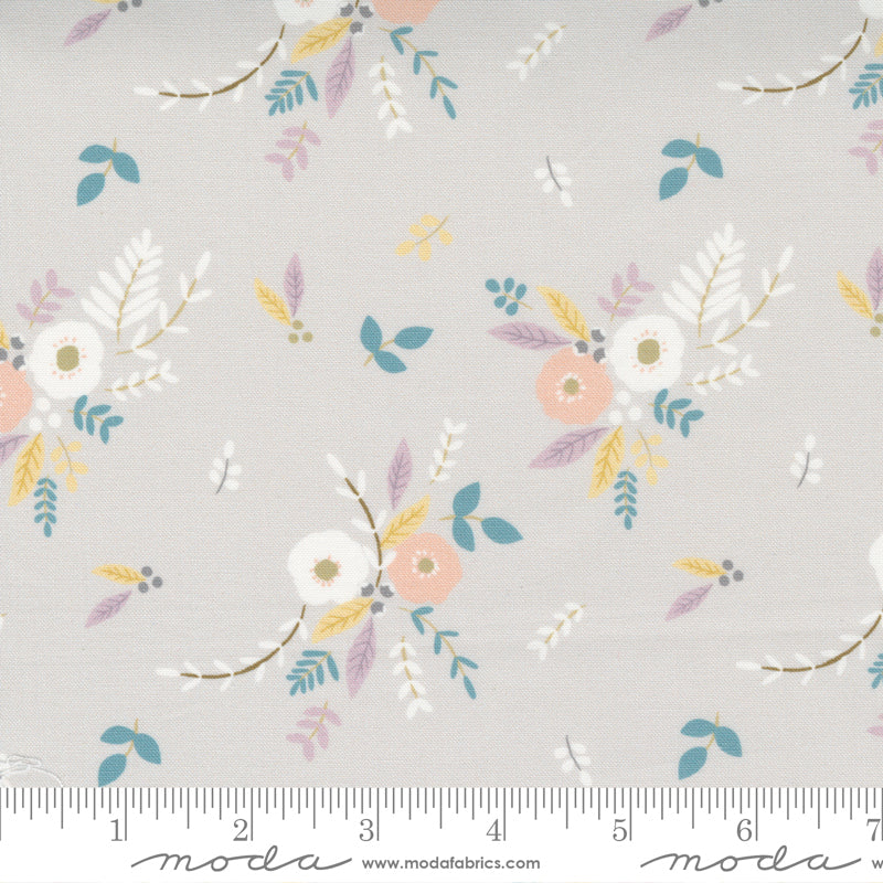Ducklings Bouquets on Warm Grey - Weave & Woven