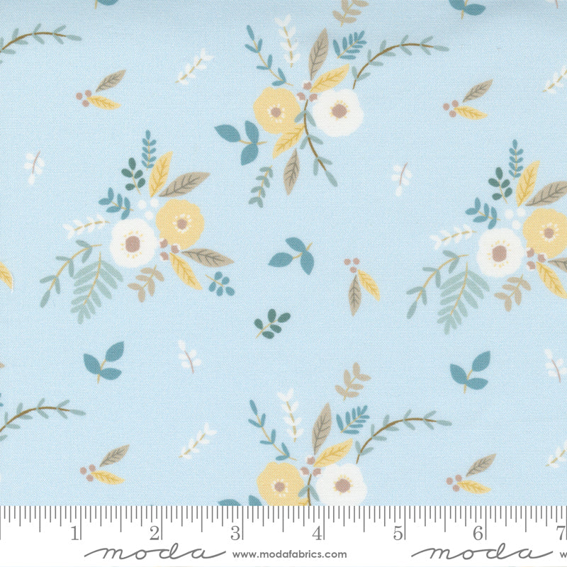Ducklings Bouquets on Blue - Weave & Woven