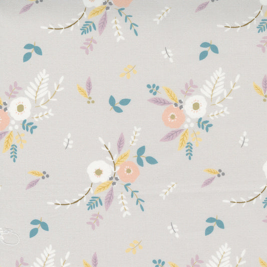 Ducklings Bouquets on Warm Grey - Weave & Woven
