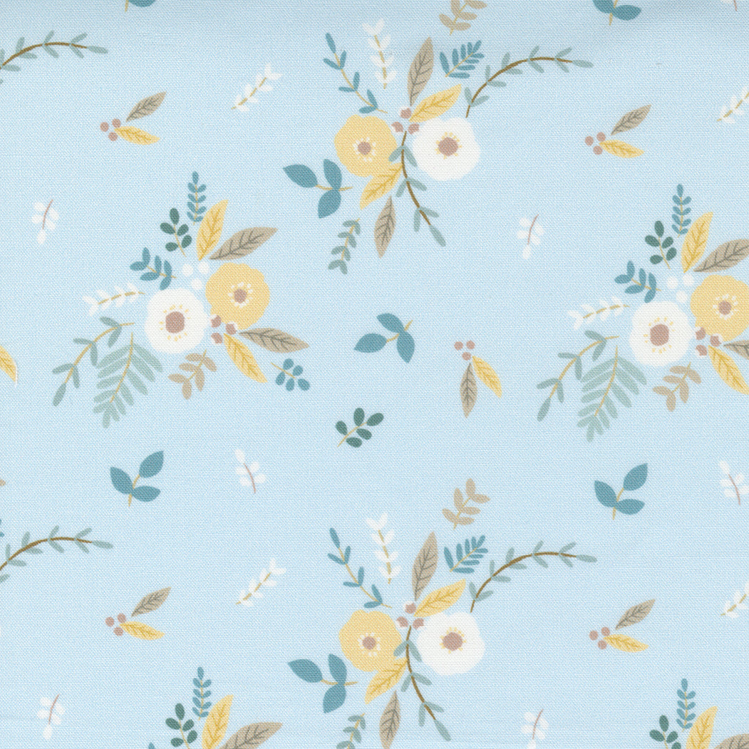 Ducklings Bouquets on Blue - Weave & Woven