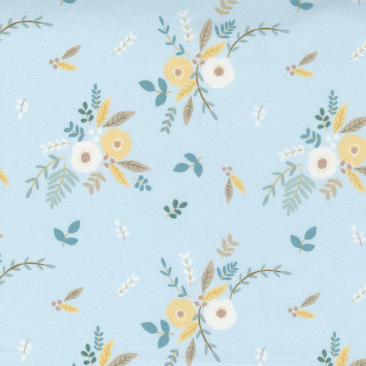 Ducklings Bouquets on Blue - Weave & Woven
