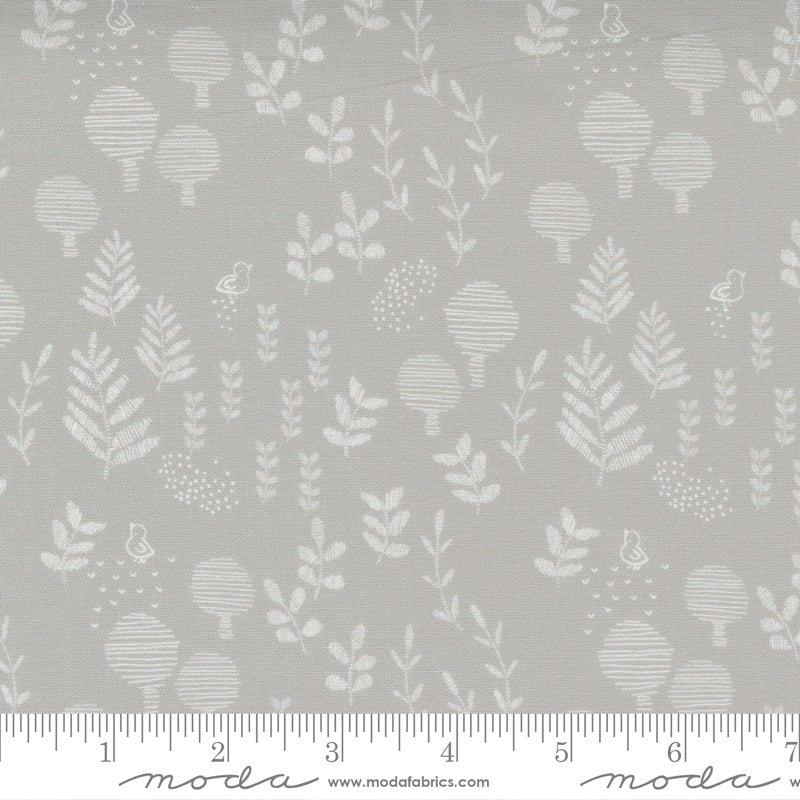 Duckling Foliage on Warm Grey - Weave & Woven