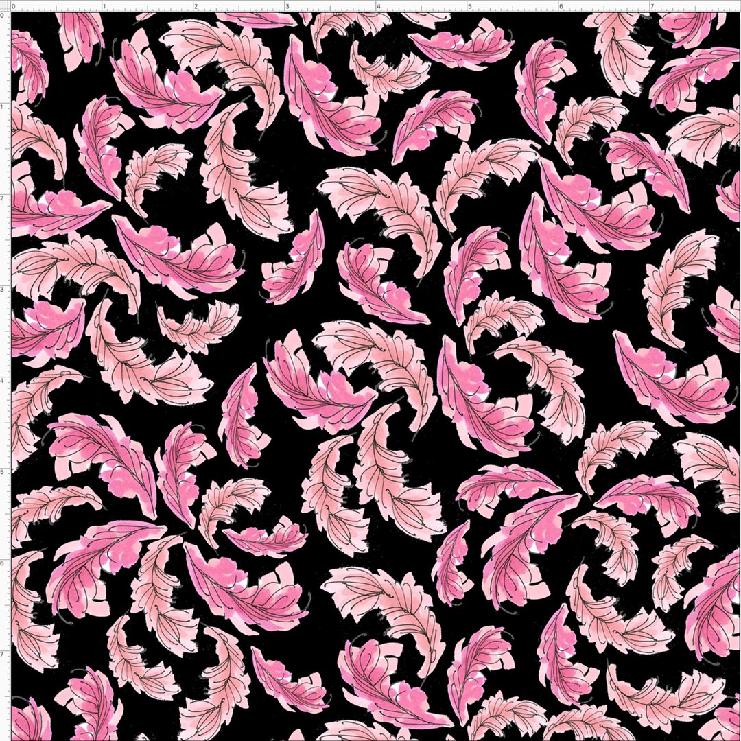 Pink Feathers on Black - Weave & Woven