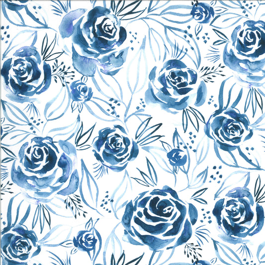 Moody Blooms Roses in Indigo - Weave & Woven