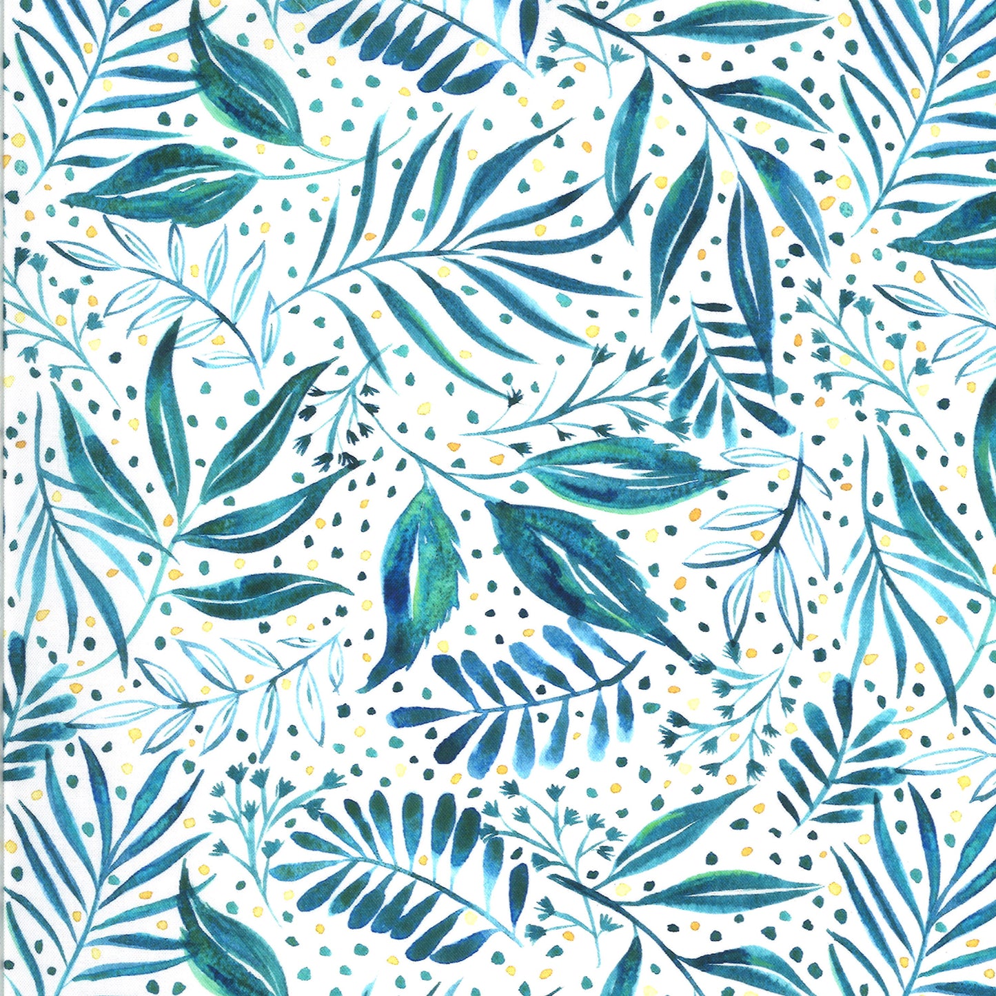 Moody Blooms Foliage in Teal - Weave & Woven
