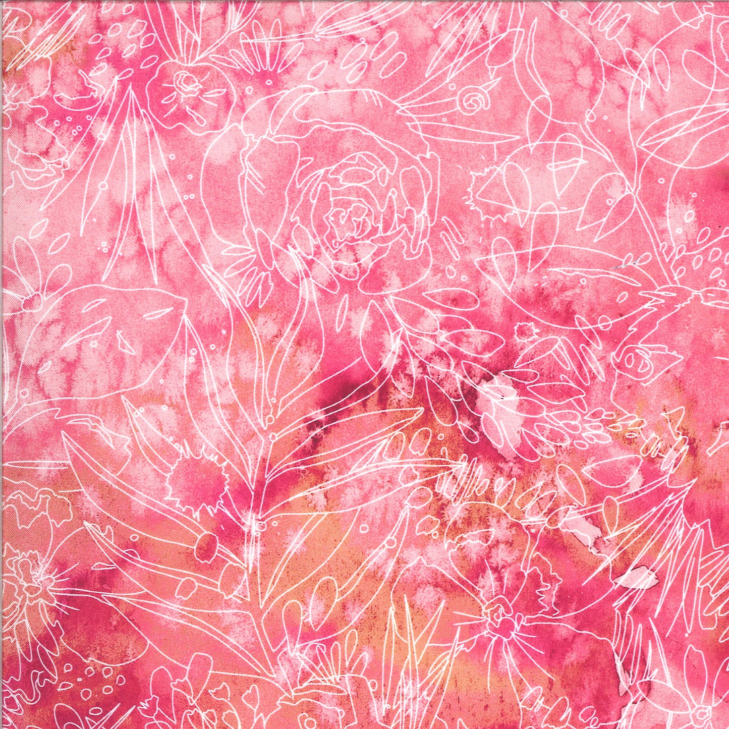 Moody Blooms Floral Outlines on Fuchsia - Weave & Woven