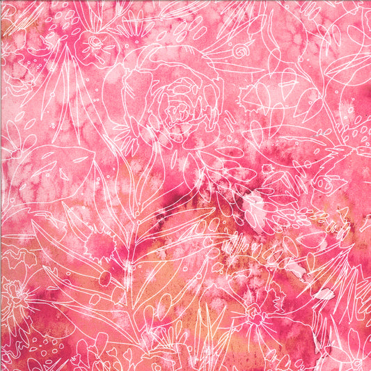 Moody Blooms Floral Outlines on Fuchsia - Weave & Woven