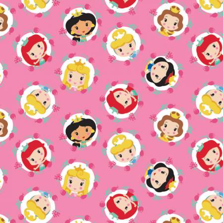 Kawaii Disney Princess Frames on Pink - Weave & Woven