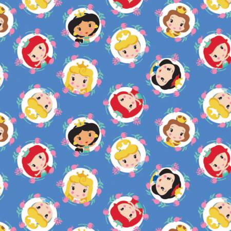 Kawaii Disney Princess Frames on Blue - Weave & Woven