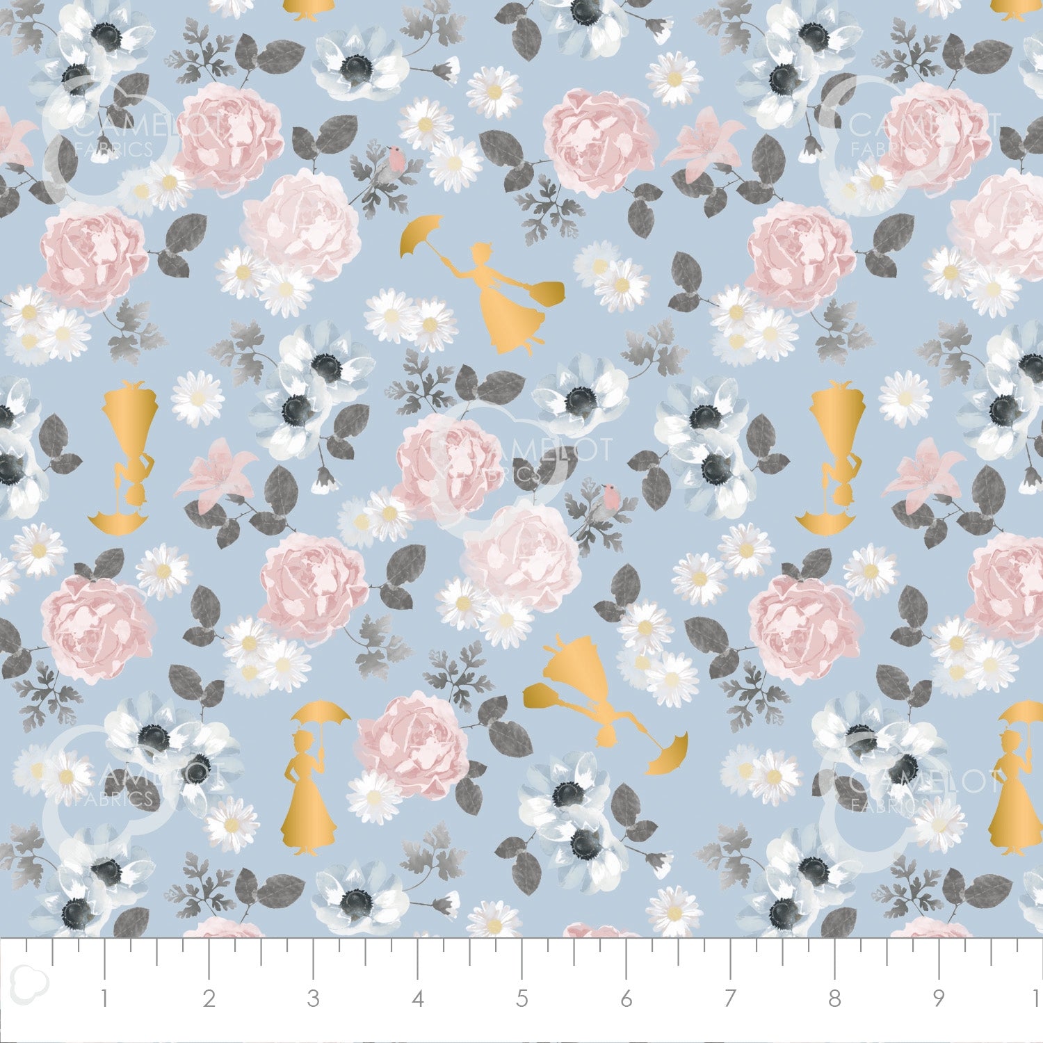 Blossom in Blue ~ Metallic - Weave & Woven