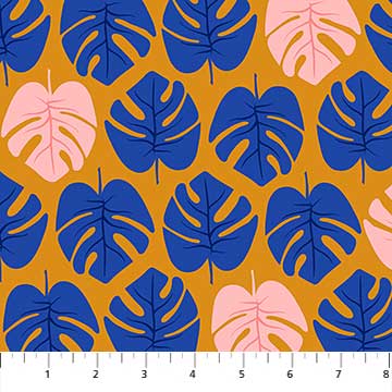 Tropical Leaves in Cobalt ~ Canvas - Weave & Woven