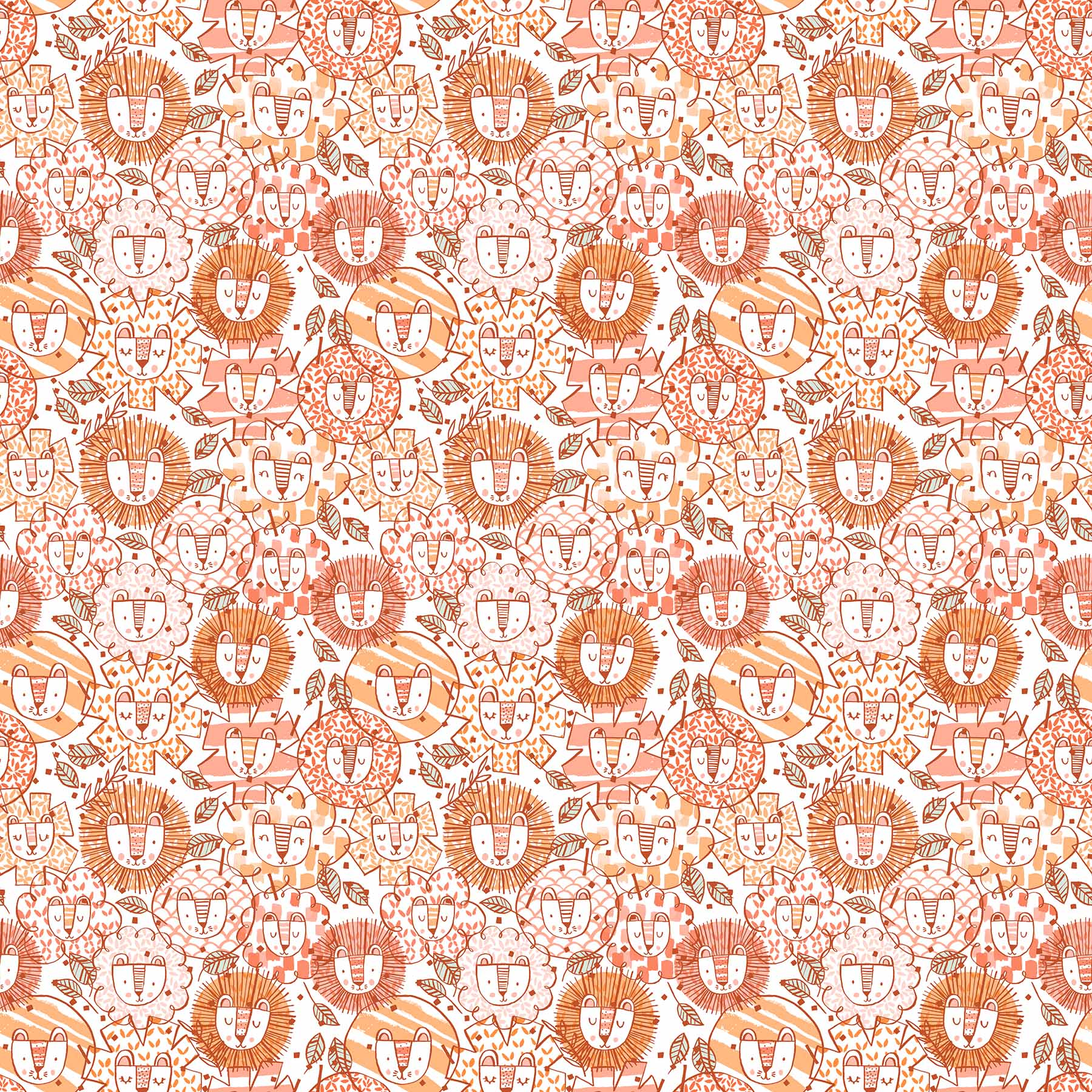 Lions on Coral - Weave & Woven