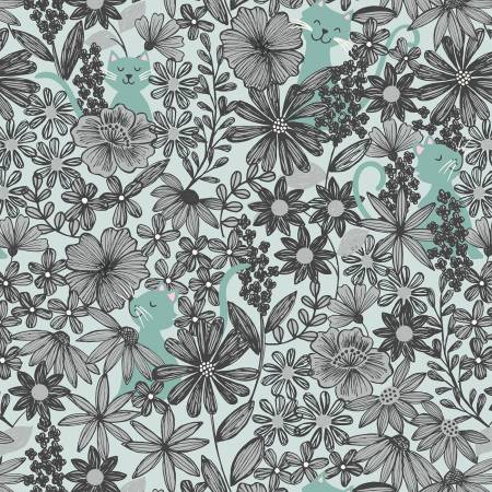 Purrfect Petals on Green - Weave & Woven