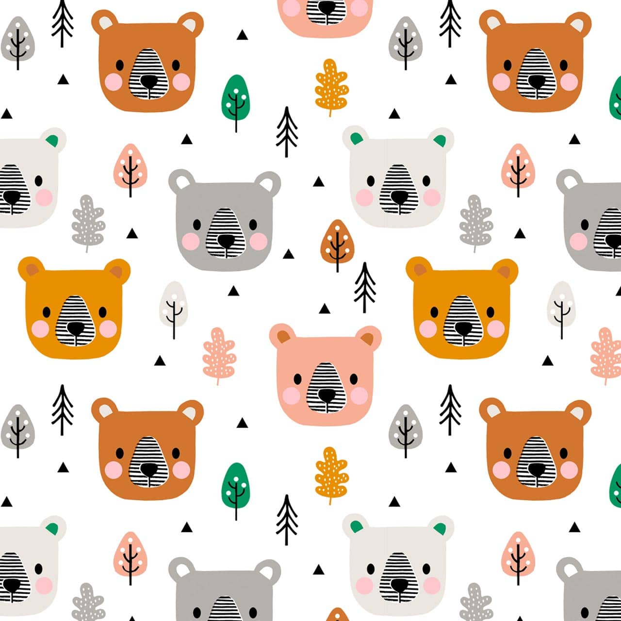 Bear Faces in White - Weave & Woven