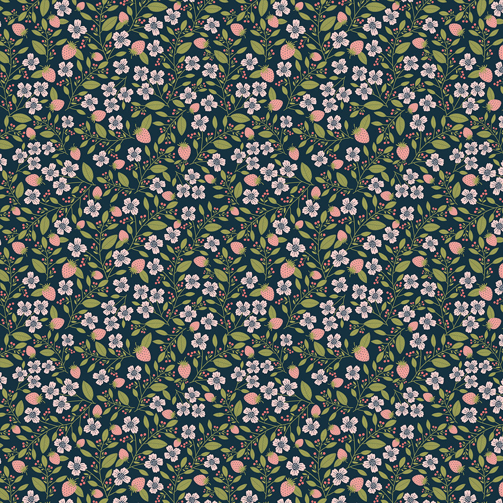 Berry Blossoms on Navy - Weave & Woven