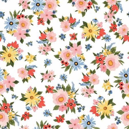 Beautiful Day Flowers on White - Weave & Woven