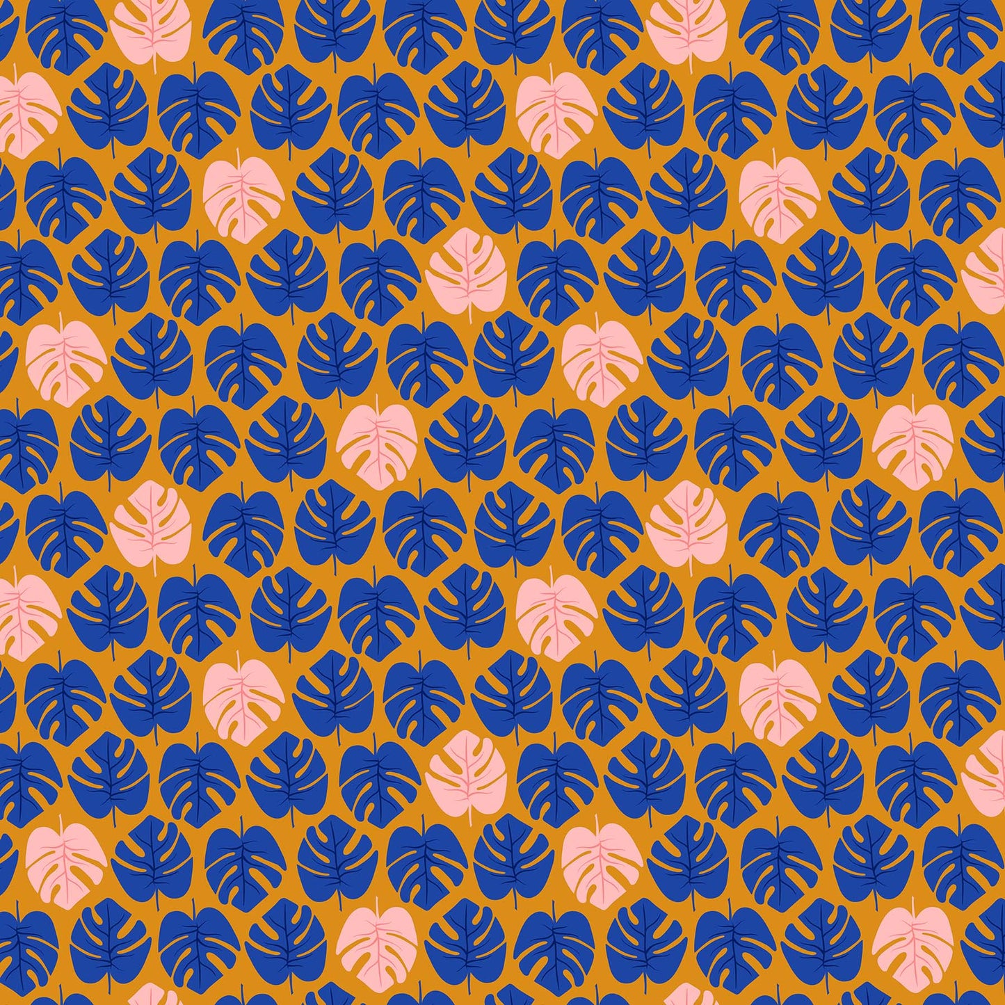 Tropical Leaves in Cobalt ~ Canvas - Weave & Woven