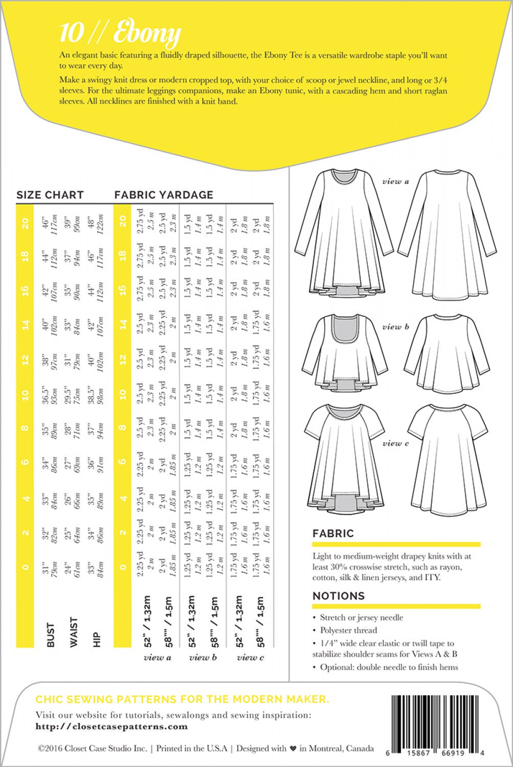 Ebony Knit Dress & T-Shirt Pattern - Weave & Woven