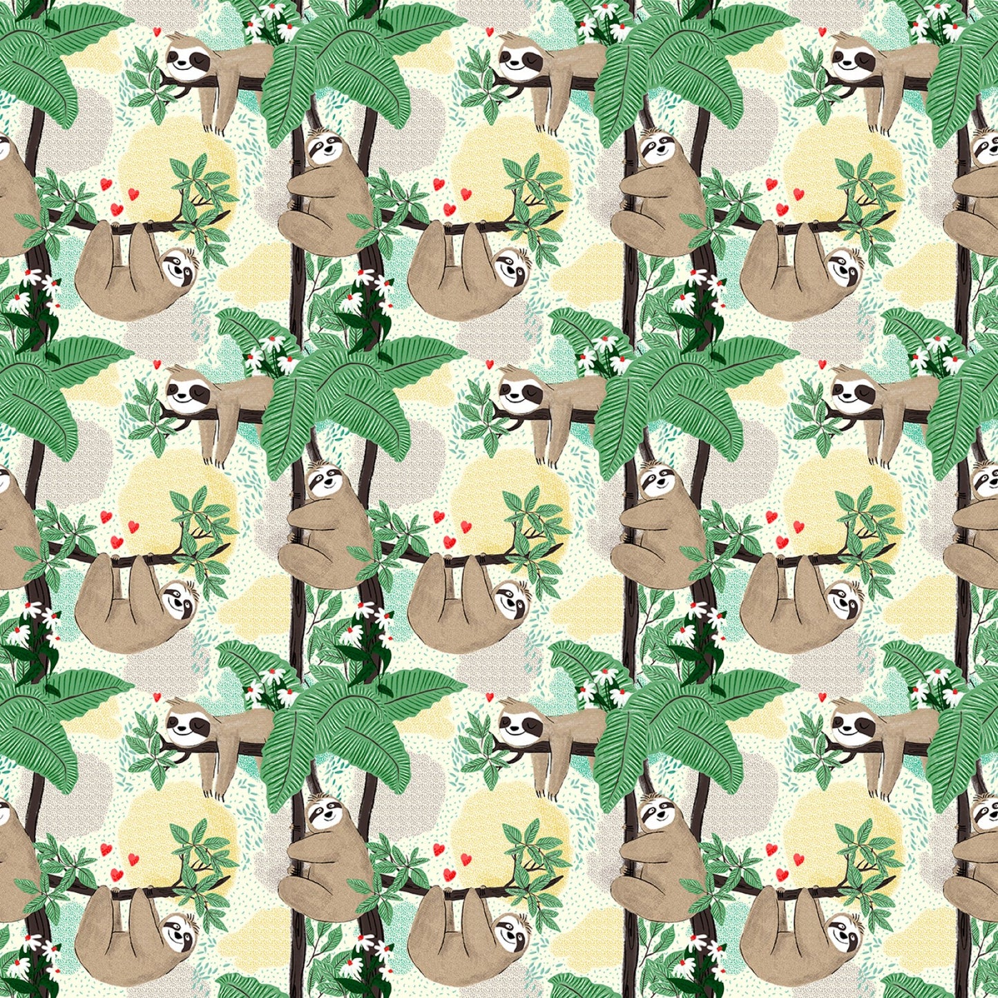 Sloths Hanging On Branches in Cream - Weave & Woven