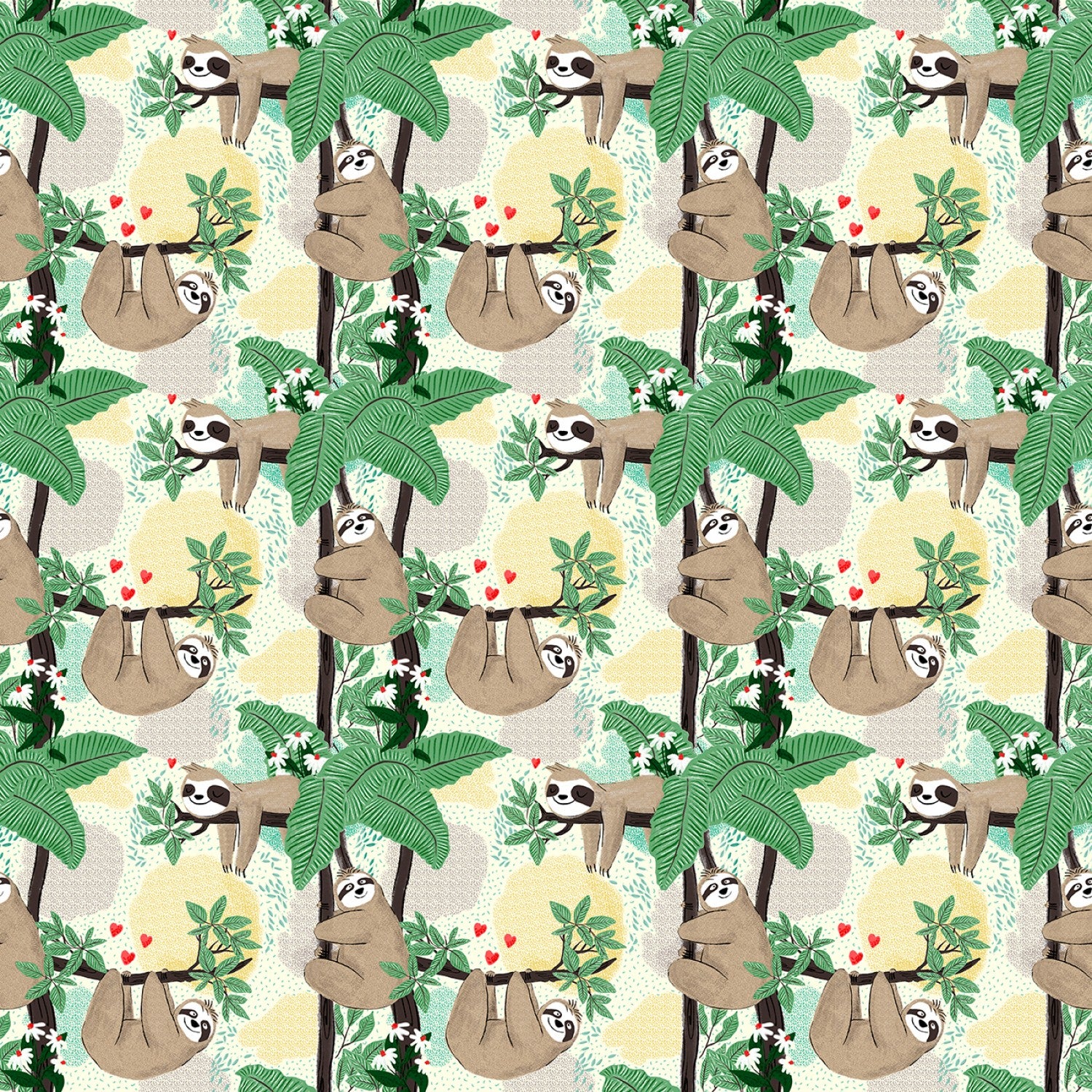 Sloths Hanging On Branches in Cream - Weave & Woven