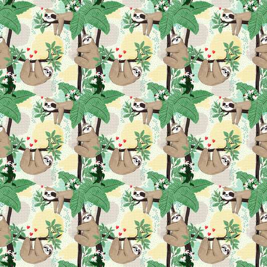 Sloths Hanging On Branches in Cream - Weave & Woven