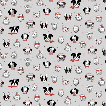 Posh Pups on Grey - Weave & Woven