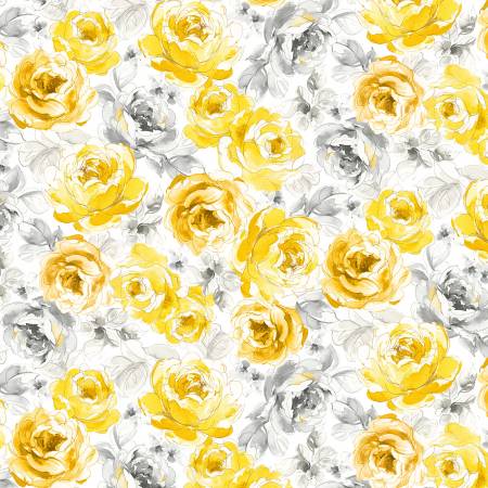 Cabbage Roses in Yellow - Weave & Woven