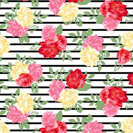 White Roses on Stripes | Knit - Weave & Woven