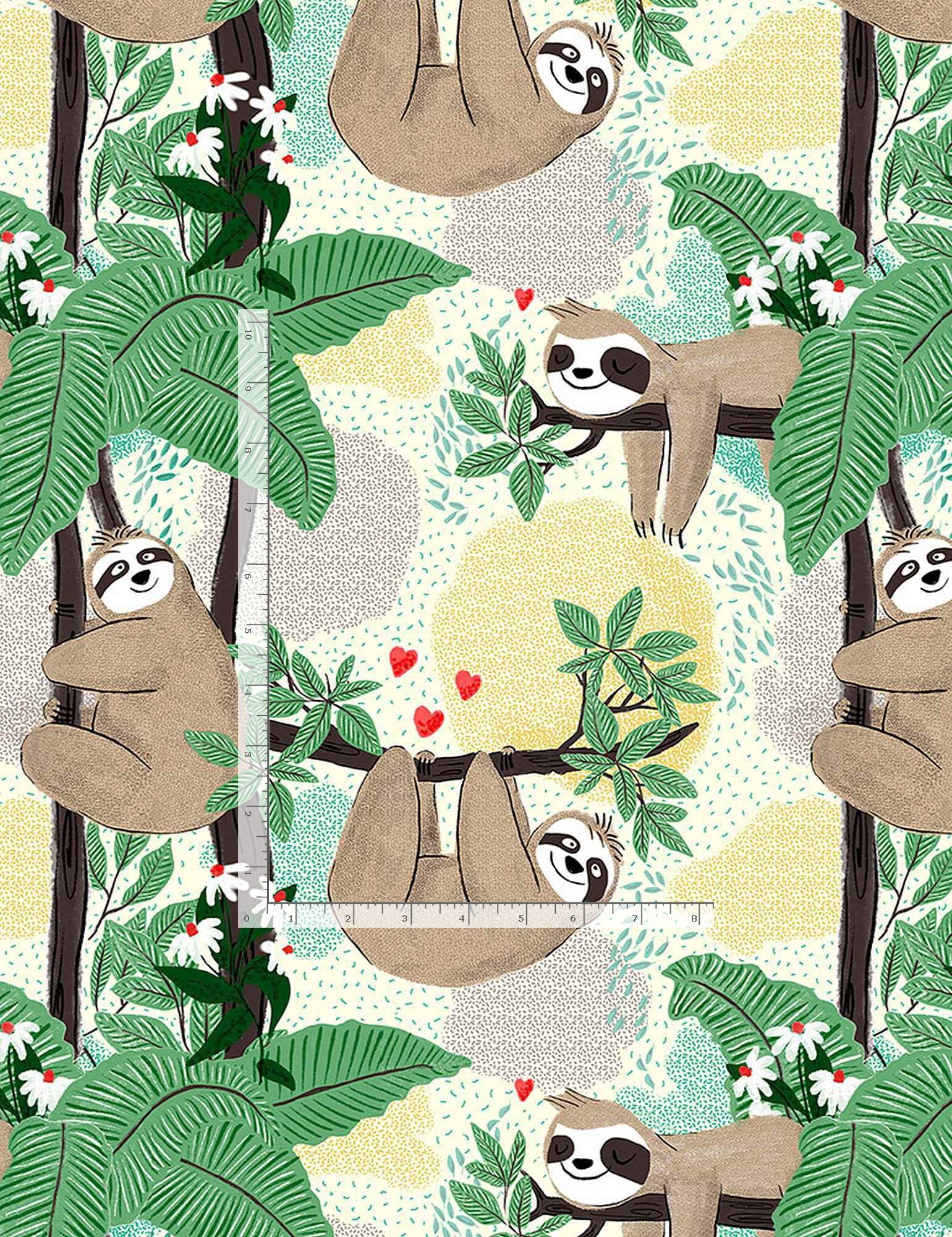 Sloths Hanging On Branches in Cream - Weave & Woven