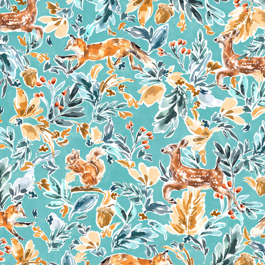 Wilderness Frolic on Light Blue - Weave & Woven