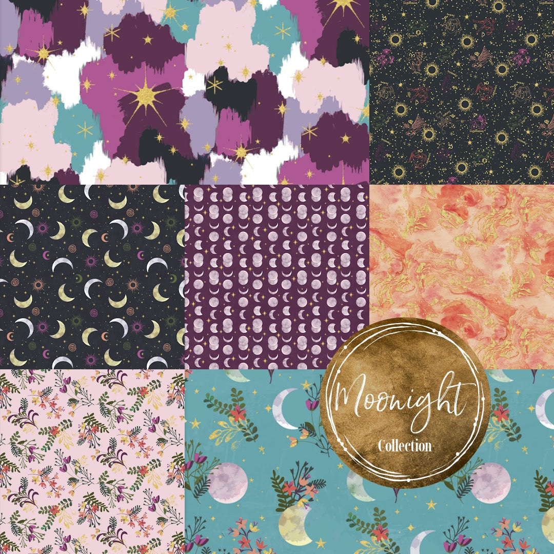 Moon Flowers on Blush | Metallic Gold - Weave & Woven