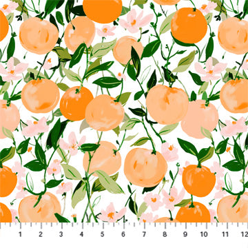 Clementine Blossom On White  | Knit - Weave & Woven