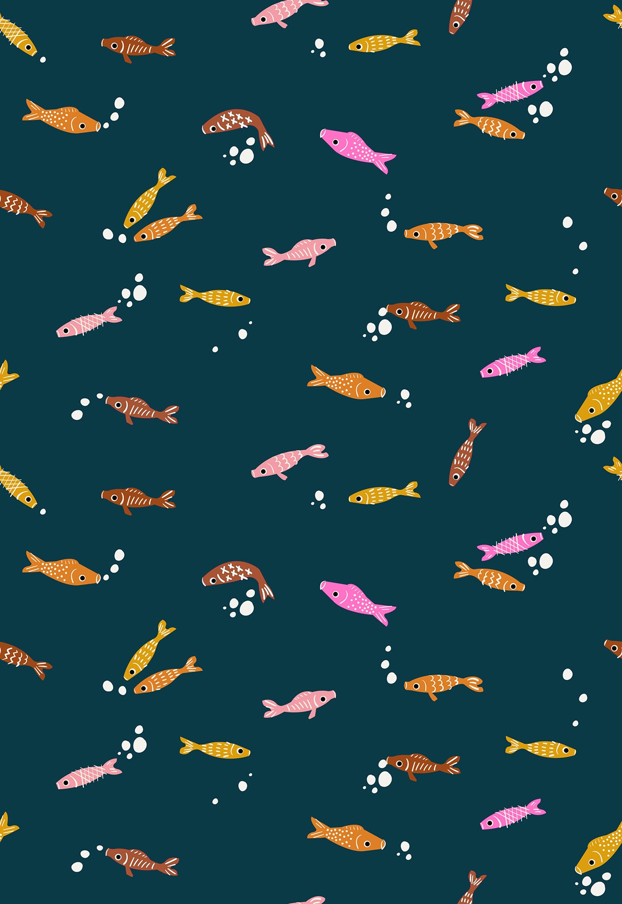 Koi Pond Fish in Peacock - Weave & Woven