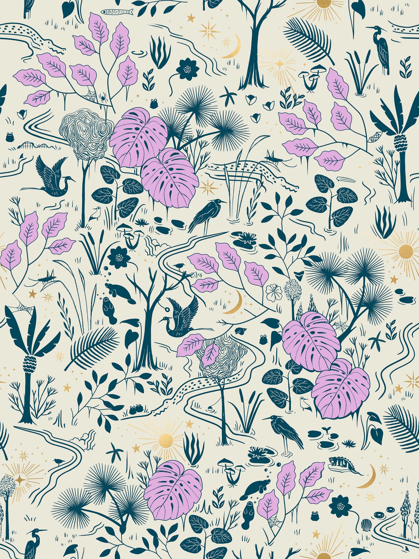 Florida Rock Springs in Peacock | Metallic - Weave & Woven